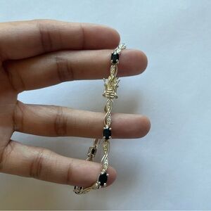 Sterling Silver Bracelet with Black Stones